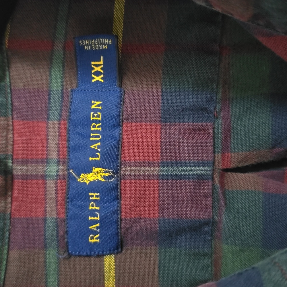 Ralph Lauren Men's XXL Plaid Button Up Long Sleeve Shirt - Red, Green, Yellow - Picture 3 of 6